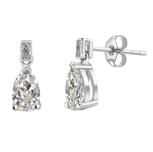 Authentic Brilliant Diamond Stud Earrings 1 ct 14K White Gold – main view