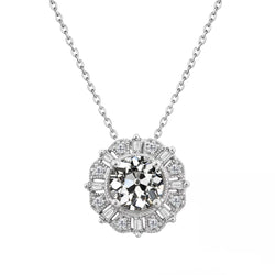 14 Karat White Gold Diamond Drop Pendant – 1.50-ct Antique
