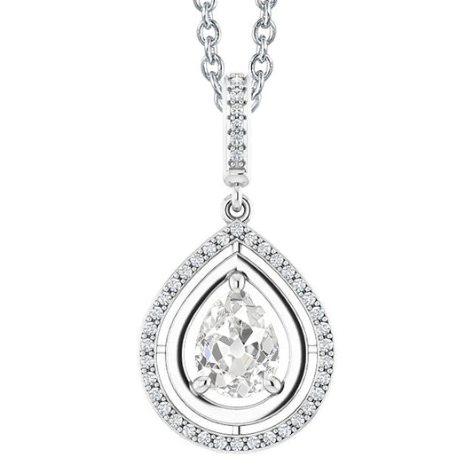Diamond Antique Cushion Pendant in 14K White Gold – main view
