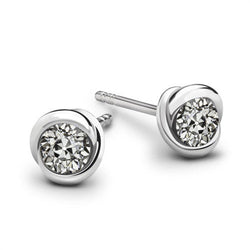 Bezel-Set Fine Diamond Drop Earrings 1 ct – 14 Karat White Gold