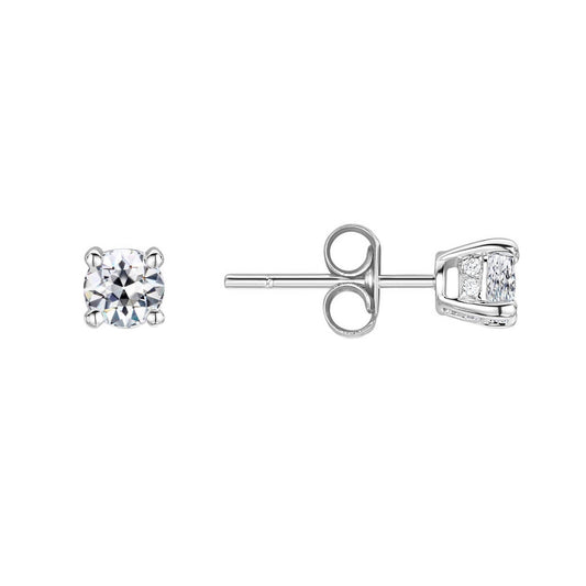 Genuine Brilliant Diamond Earrings 2 ct 14 Karat White Gold – main view
