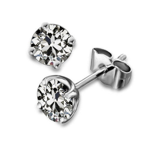 Brilliant Diamond Antique Cushion Earrings in 14K White Gold – main view