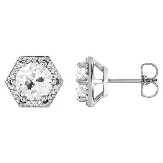 Drop Earrings 14 Karat White Gold with Brilliant Diamond – front view