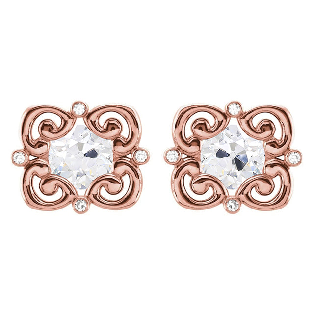 Stud Earrings 14 Karat Rose Gold with Brilliant Diamond – main view