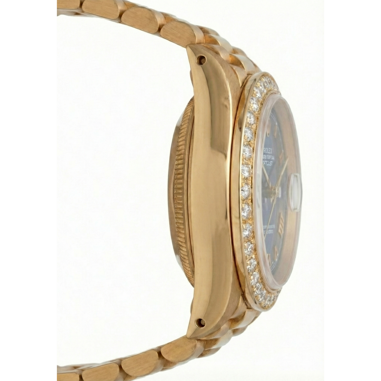 Diamond Bezel Blue Roman Dial Rolex Yg President Style Watch Dj