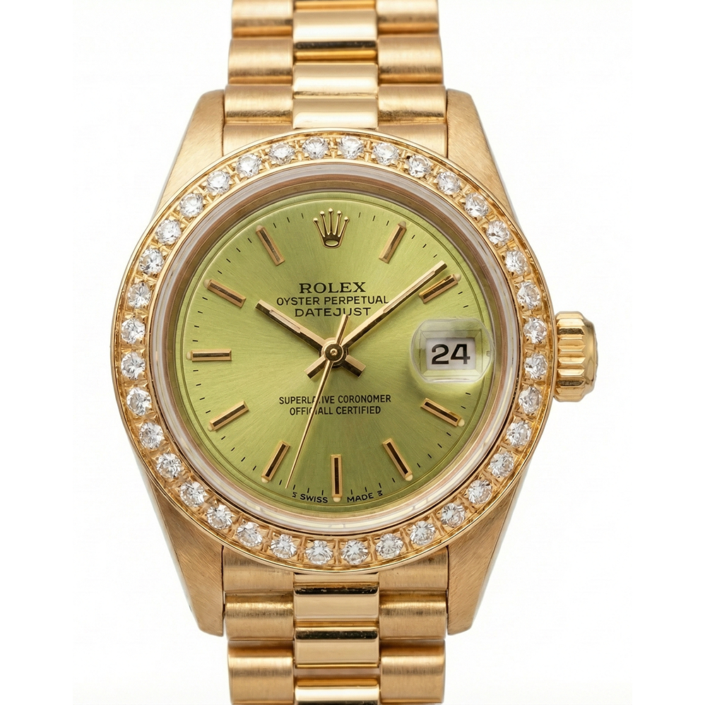 Diamond Bezel Champagne Stick Dial Rolex Watch Dj Presidential
