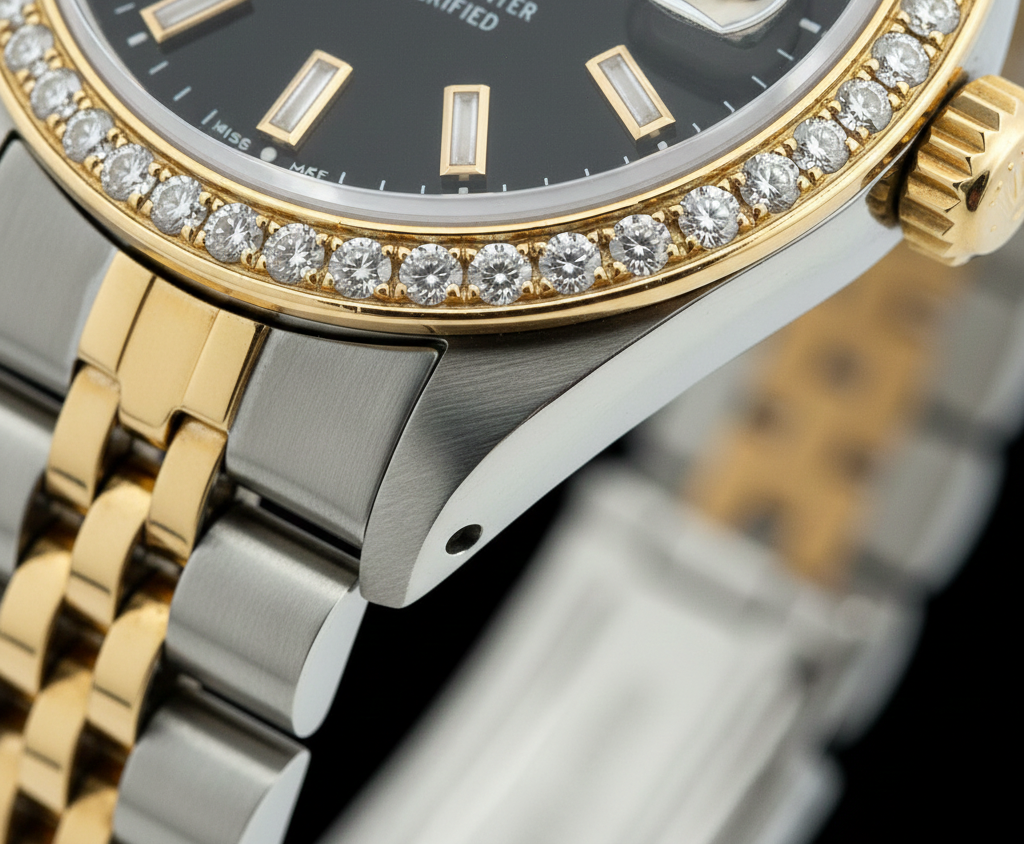 Diamond Bezel Rolex Datejust Lady Watch Dial Jubilee Ss & Gold