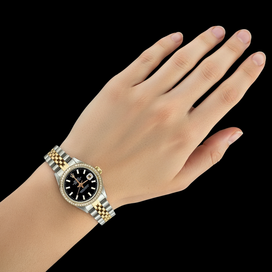 Diamond Bezel Rolex Datejust Lady Watch Dial Jubilee Ss & Gold P2