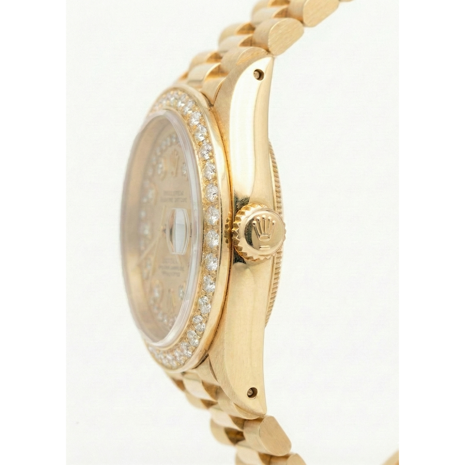 Diamond Bezel Rolex Dj Model President Style Watch Double Row Dial