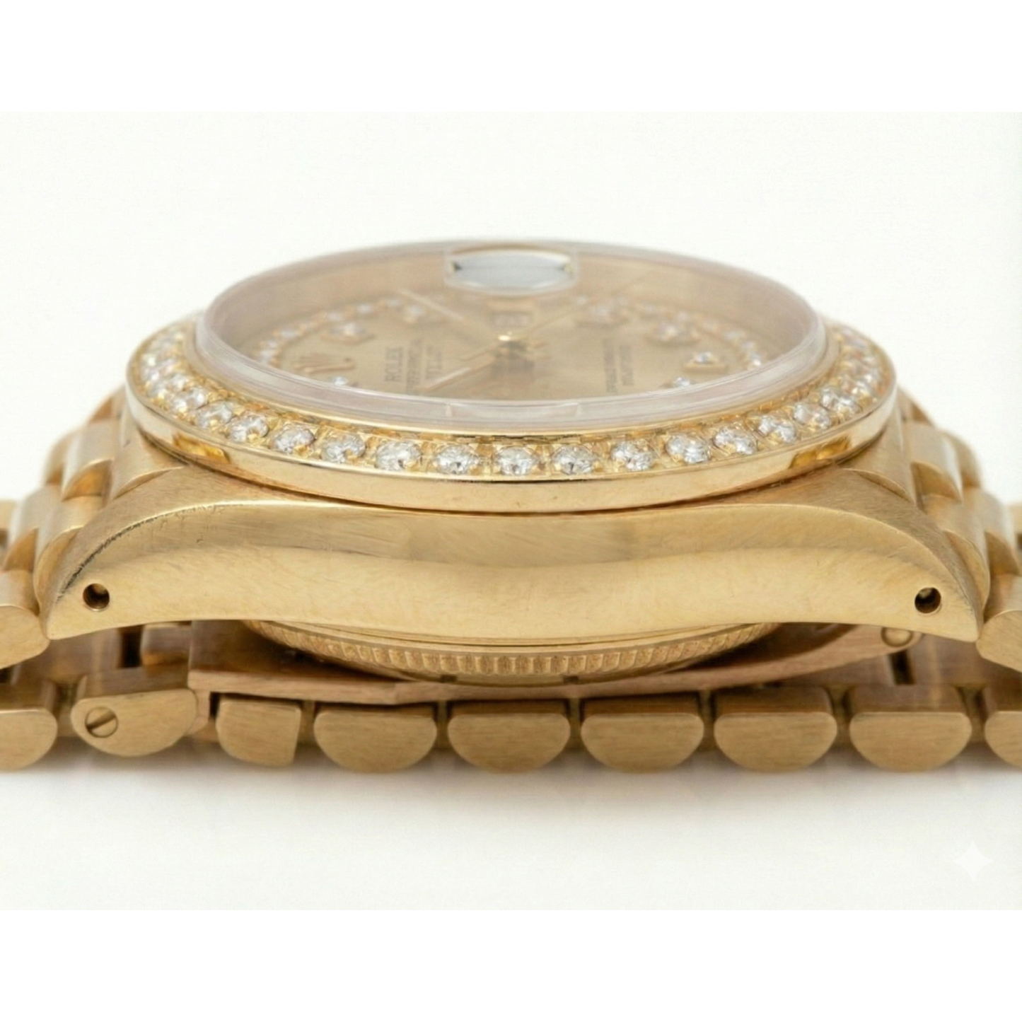 Diamond Bezel Rolex Dj Model President Style Watch Double Row Dial