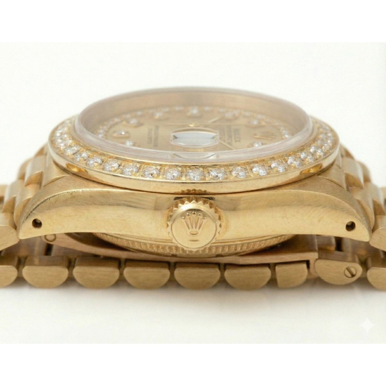 Diamond Bezel Rolex Dj Model President Style Watch Double Row Dial