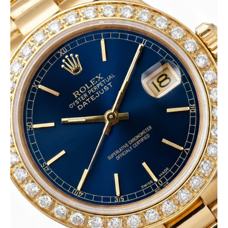 Diamond Bezel Rolex Dj Women Watch President Style Yg Blue Stick
