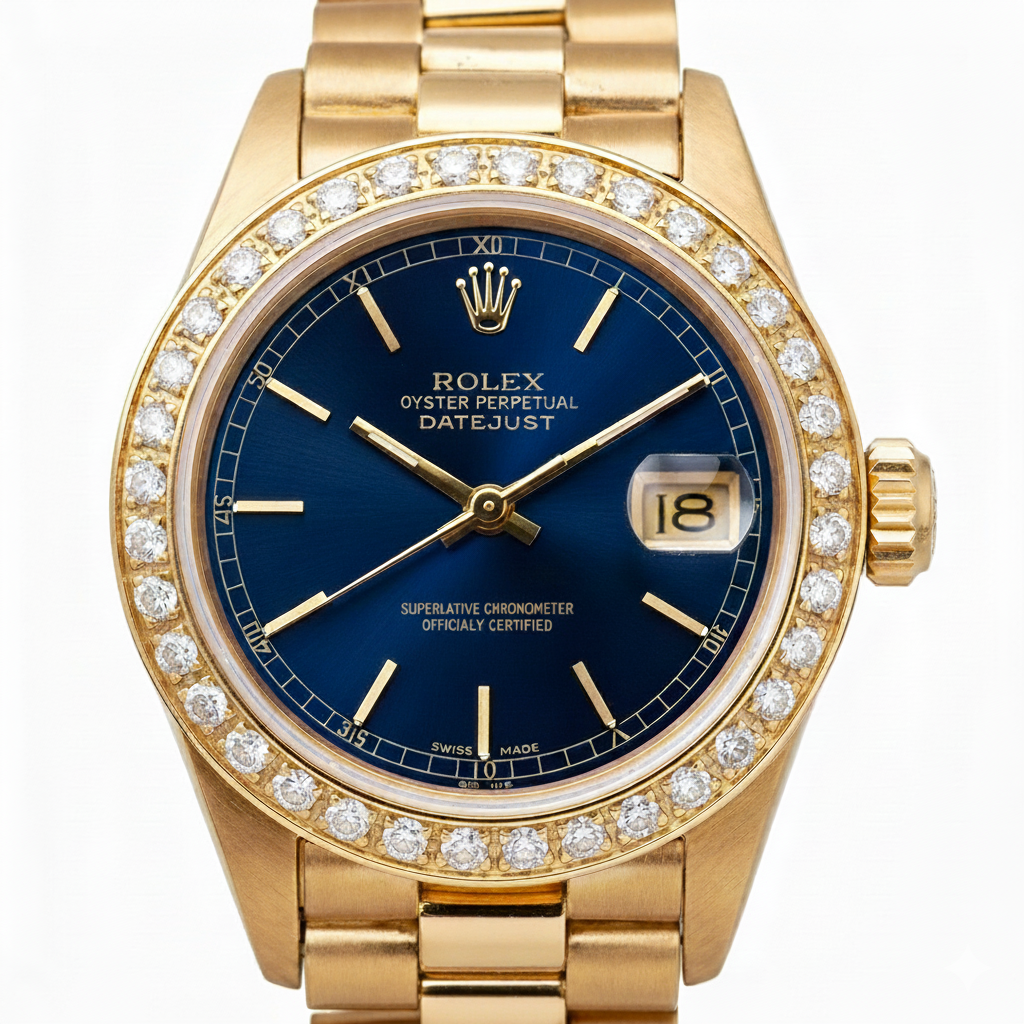 Diamond Bezel Rolex Dj Women Watch President Style Yg Blue Stick