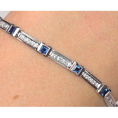 Diamond Women Bracelet Ceylon Blue Sapphire Jewelry