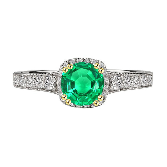 Gemstone Ring Two-Tone 14K Gold with Emerald – main view