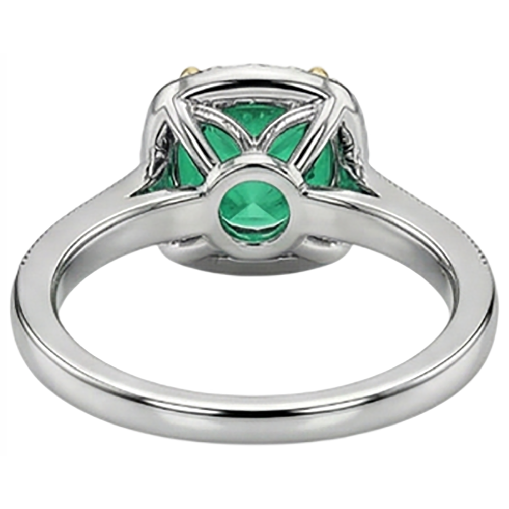 Round Brilliant Emerald ring in Two-Tone 14K Gold – back view