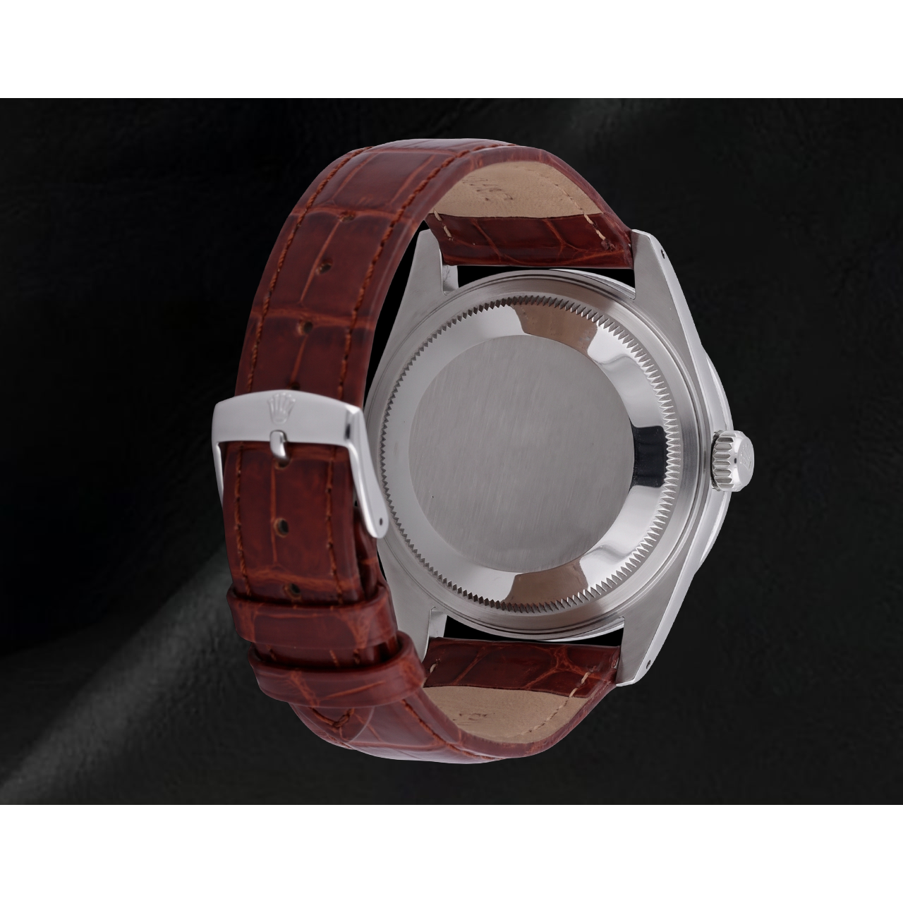 Dj Rolex Roman Dial Diamond Bezel Watch Brown Leather Band Ss QUICK SET