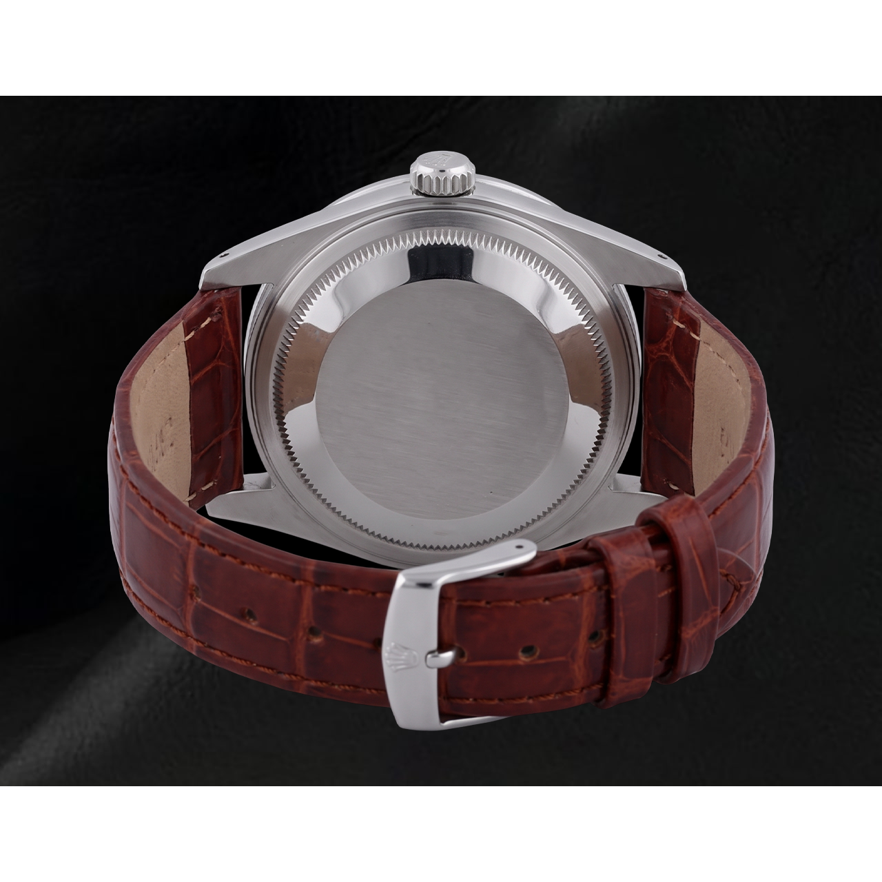 Dj Rolex Roman Dial Diamond Bezel Watch Brown Leather Band Ss QUICK SET