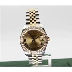 Dj 31Mm Watch Custom Diamond Bezel Ss & Gold Bracelet Rolex Midsize