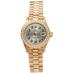 Dj Silver Diamond Dial Bezel Rolex President Style Lady Watch Yg