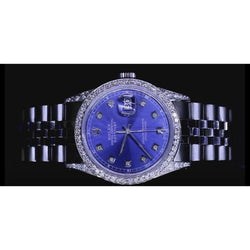 Dj Watch Custom Blue Diamond Dial Bezel Rolex Jubilee Bracelet Ss QUICK SET