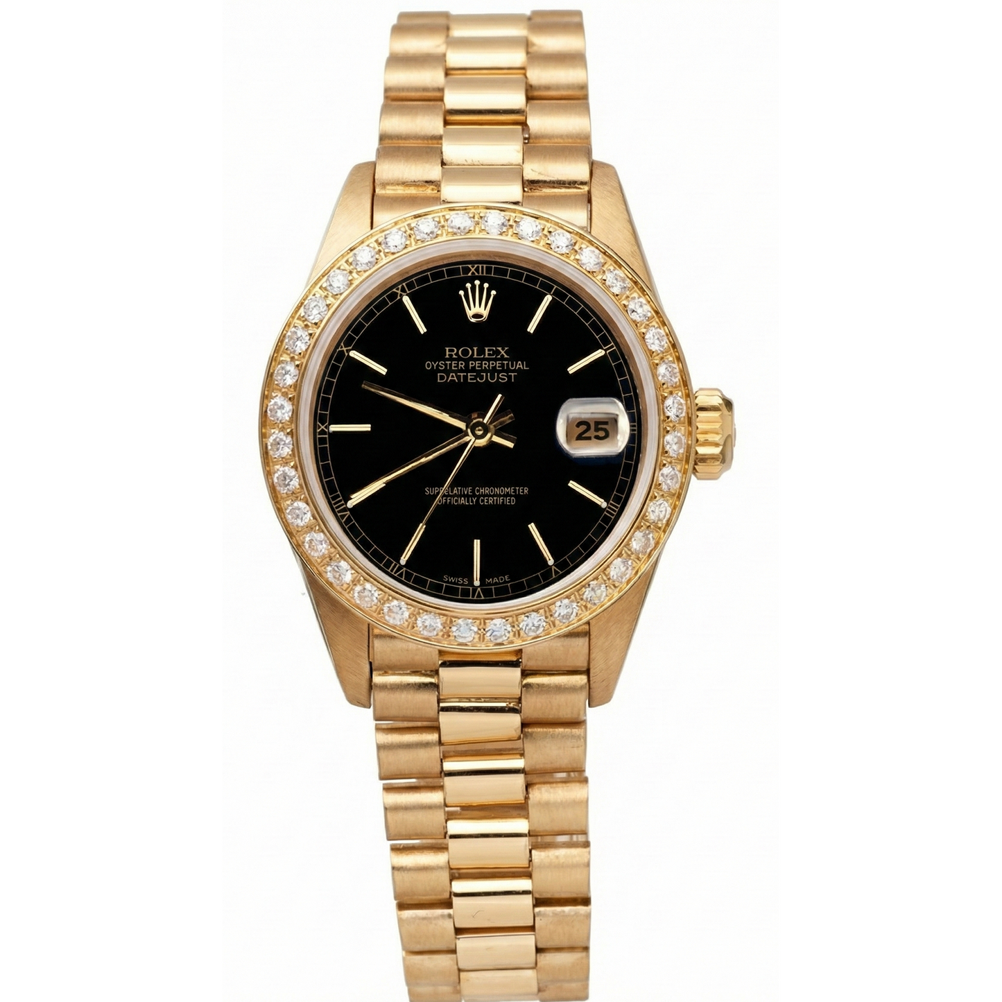 Dj Rolex Black Stick Dial Presidential Watch Gold Diamond Bezel