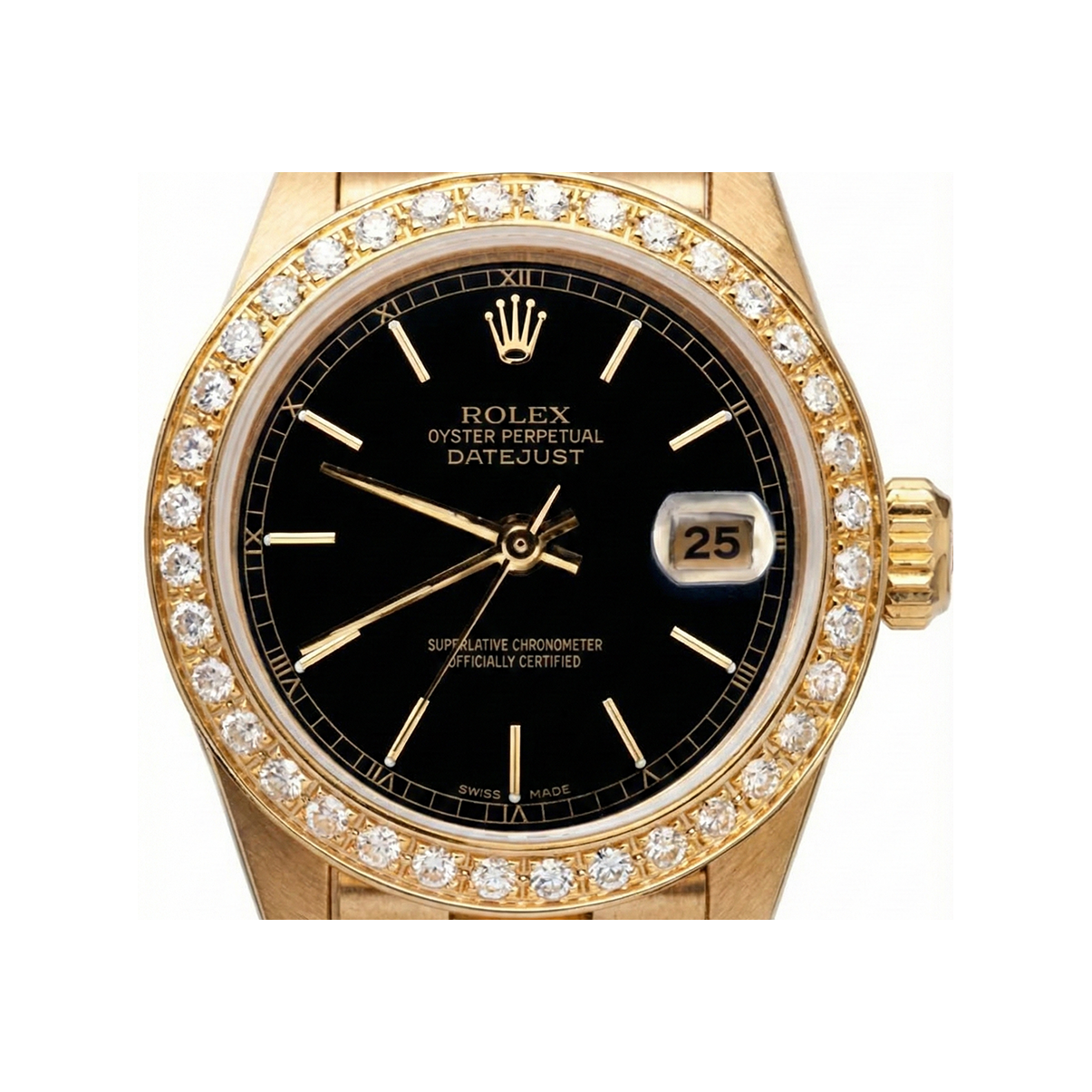 Dj Rolex Black Stick Dial Presidential Watch Gold Diamond Bezel
