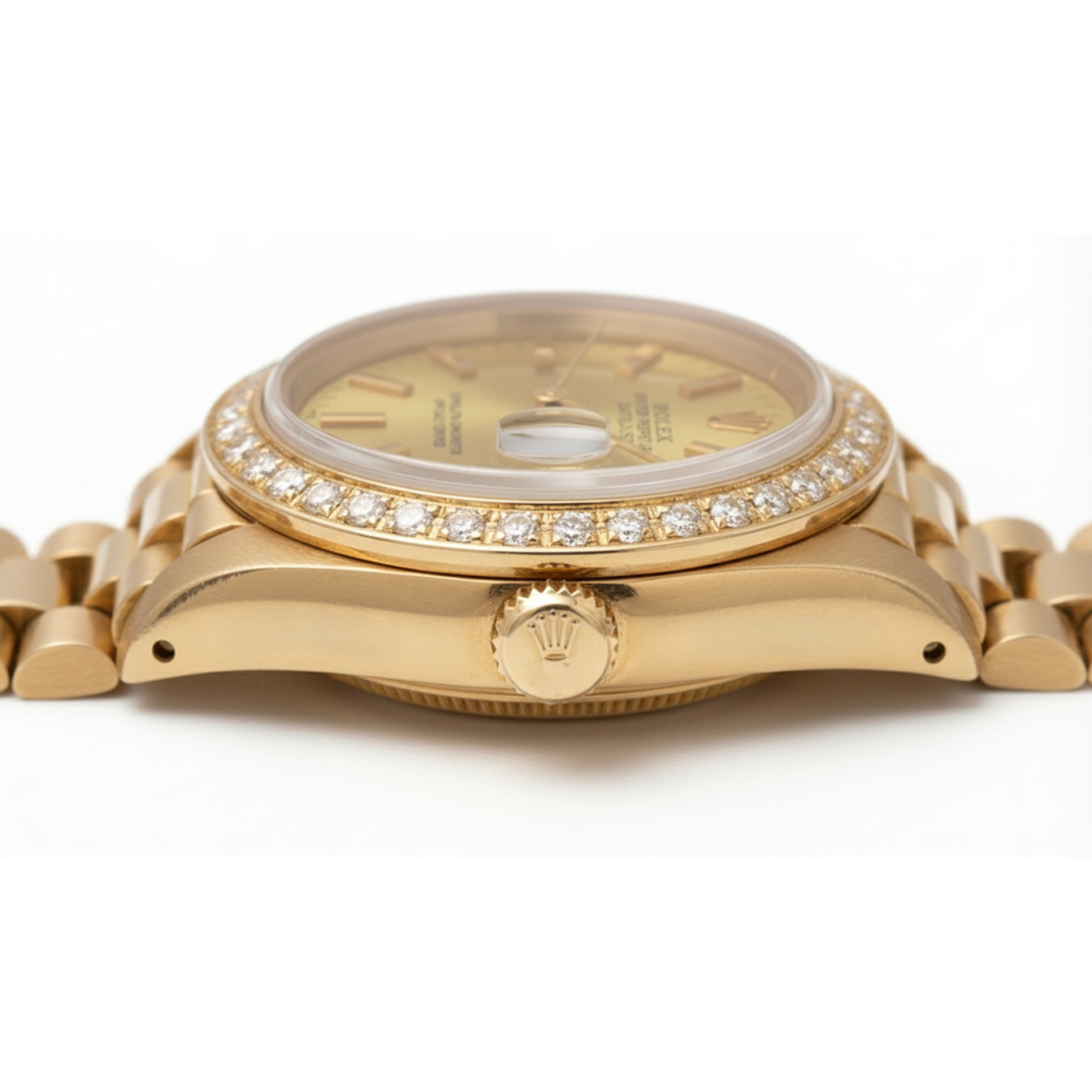 Dj Rolex Diamond Bezel Presidential Watch Champagne Stickdial Gold