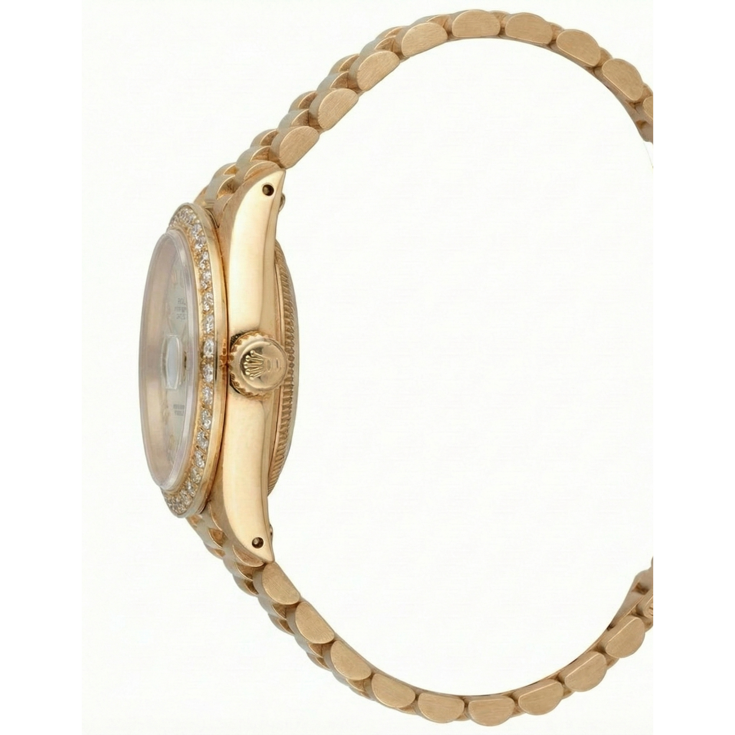 Dj Rolex Gold President Style Watch White Roman Dial Diamond Bezel