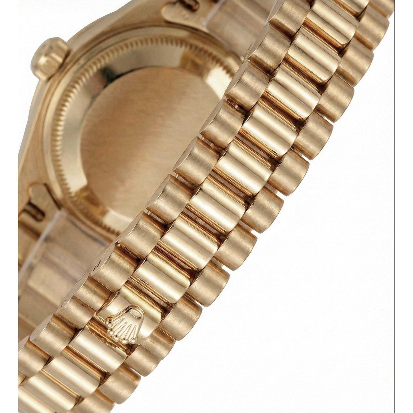 Dj Rolex Gold President Style Watch White Roman Dial Diamond Bezel