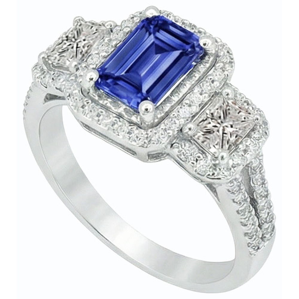 natural emerald sapphire 3.50ct ring side angle