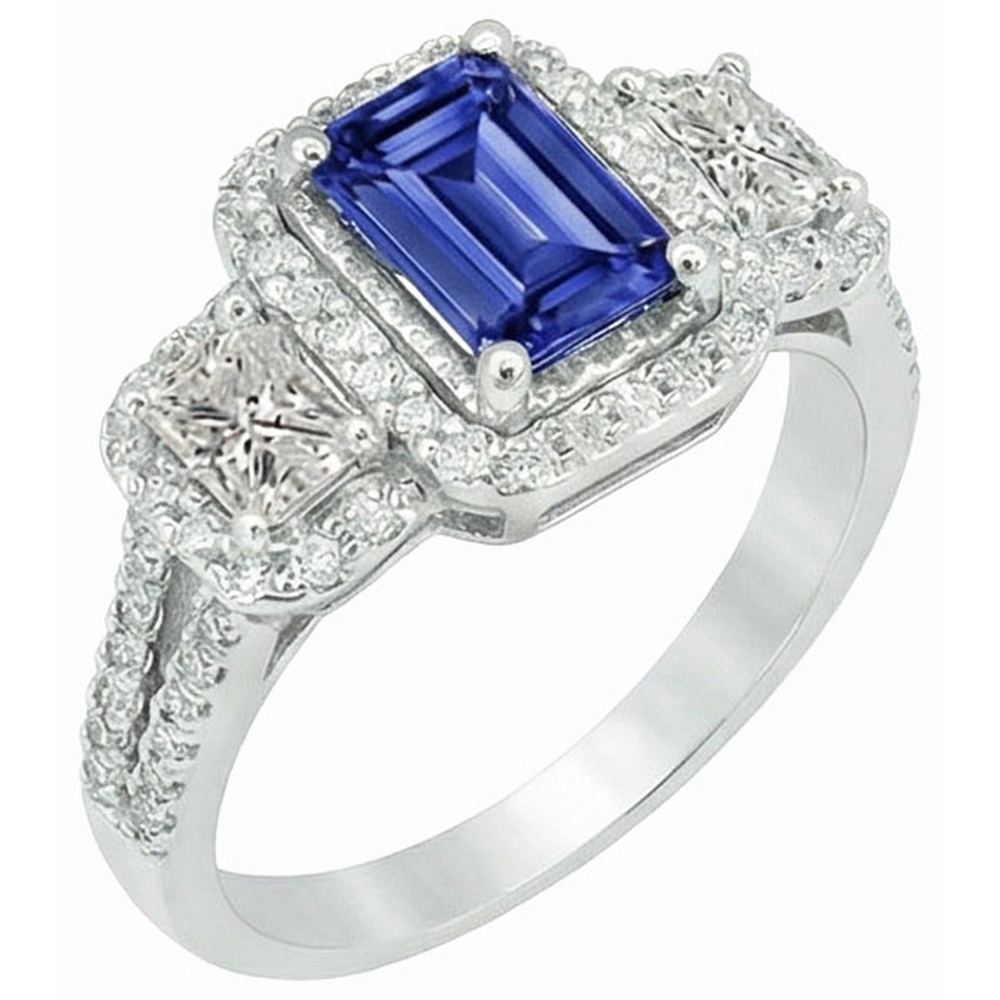 natural emerald sapphire 3.50ct ring close up detail
