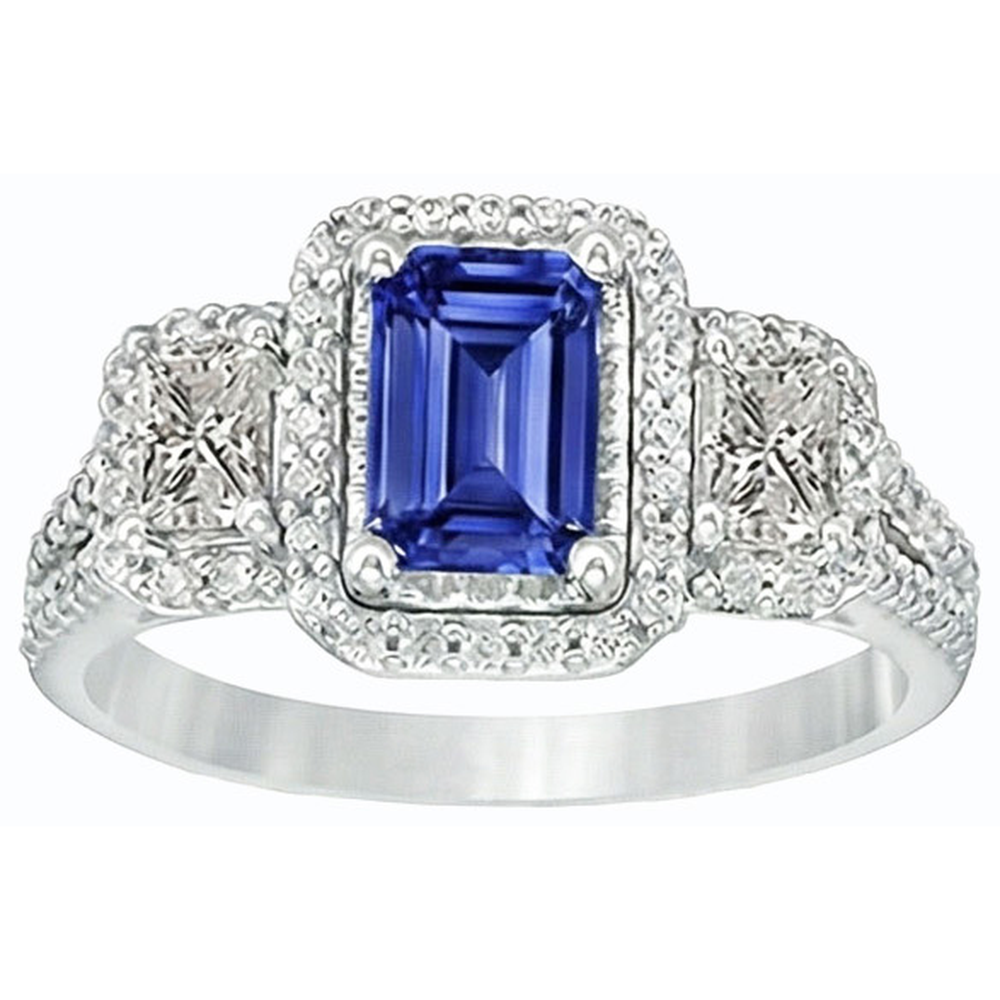 natural emerald sapphire 3.50ct ring profile view