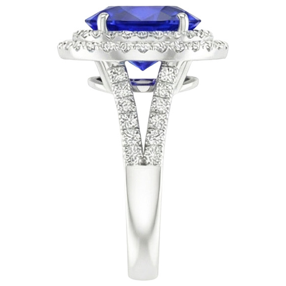 natural round sapphire 6.75ct ring top view