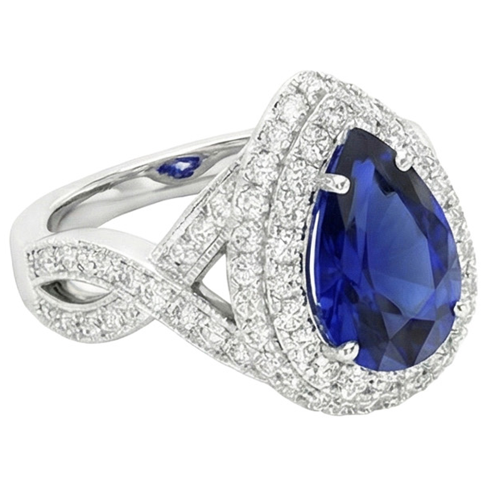 natural round sapphire 6.50ct ring close up detail