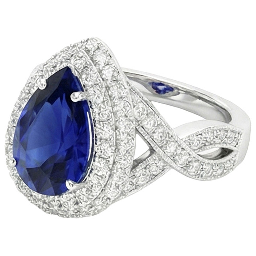 natural round sapphire 6.50ct ring top view