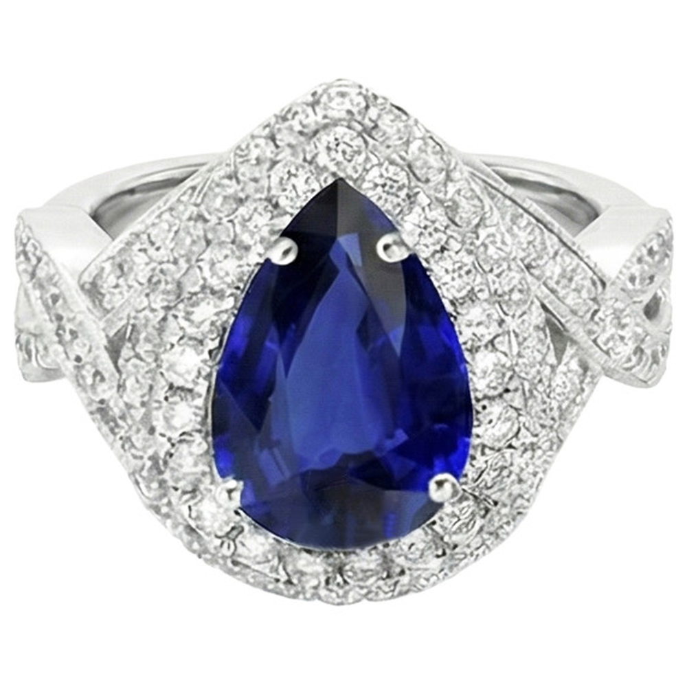 natural round sapphire 6.50ct ring profile view