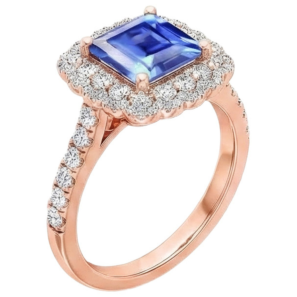 natural round sapphire 5ct ring top view
