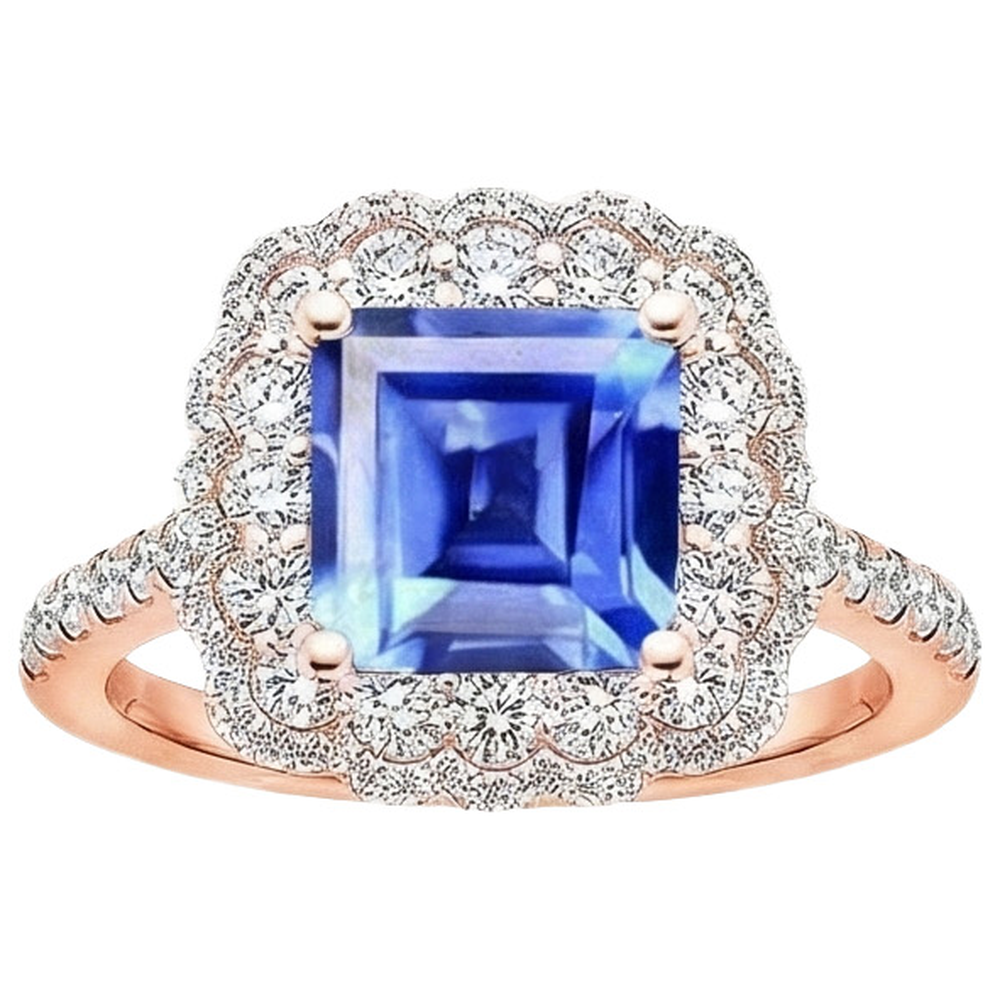 natural round sapphire 5ct ring close up detail
