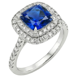 Natural Sapphire Ring 3.25ct - White Gold 14K