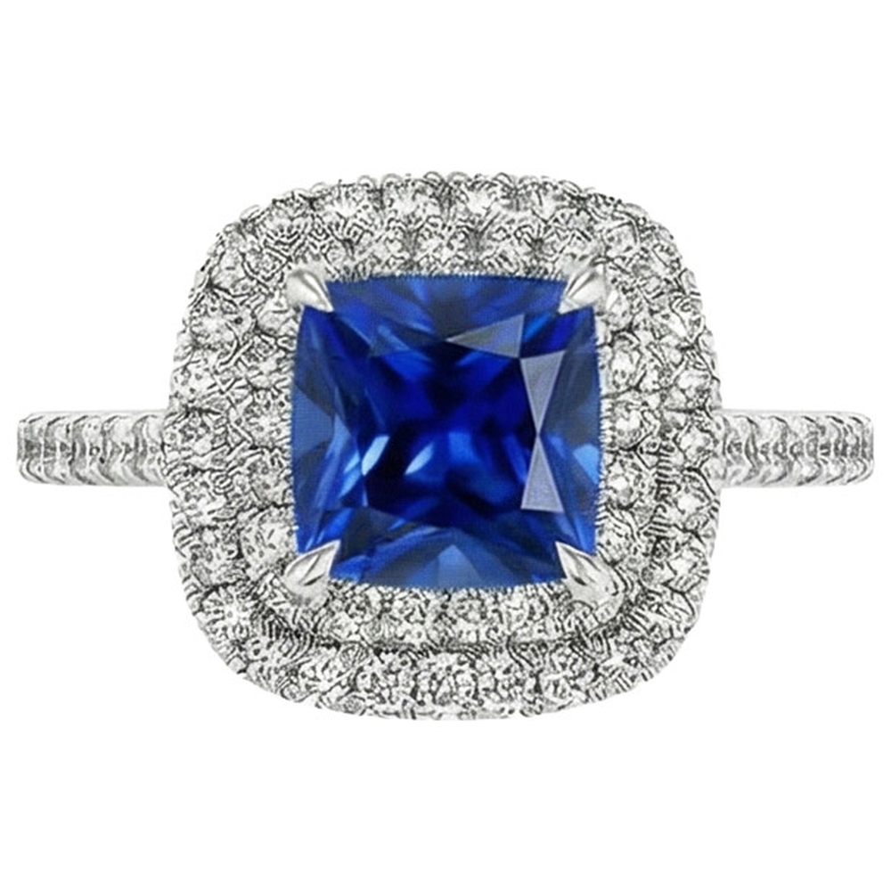 natural round sapphire 3.25ct ring close up detail
