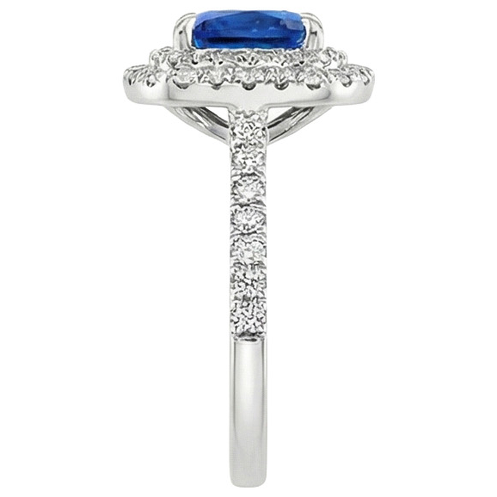 natural round sapphire 3.25ct ring profile view