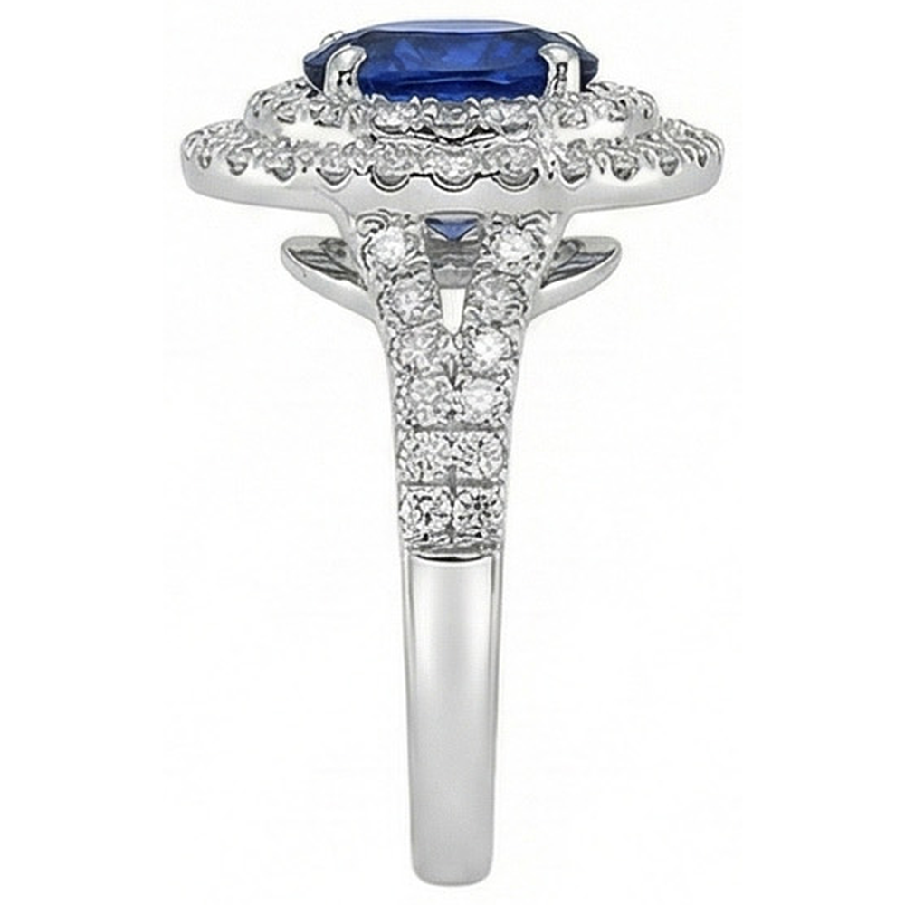 natural round sapphire 11.25ct ring with diamond accents