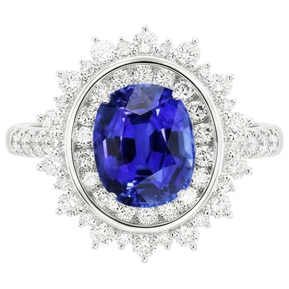 natural round sapphire 4ct watch close up detail