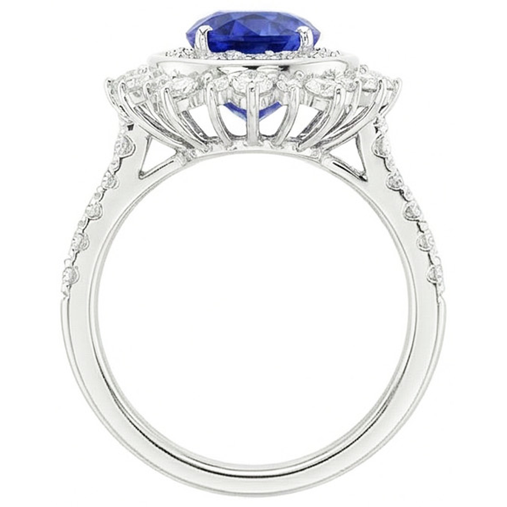 natural round sapphire 4ct watch on white background