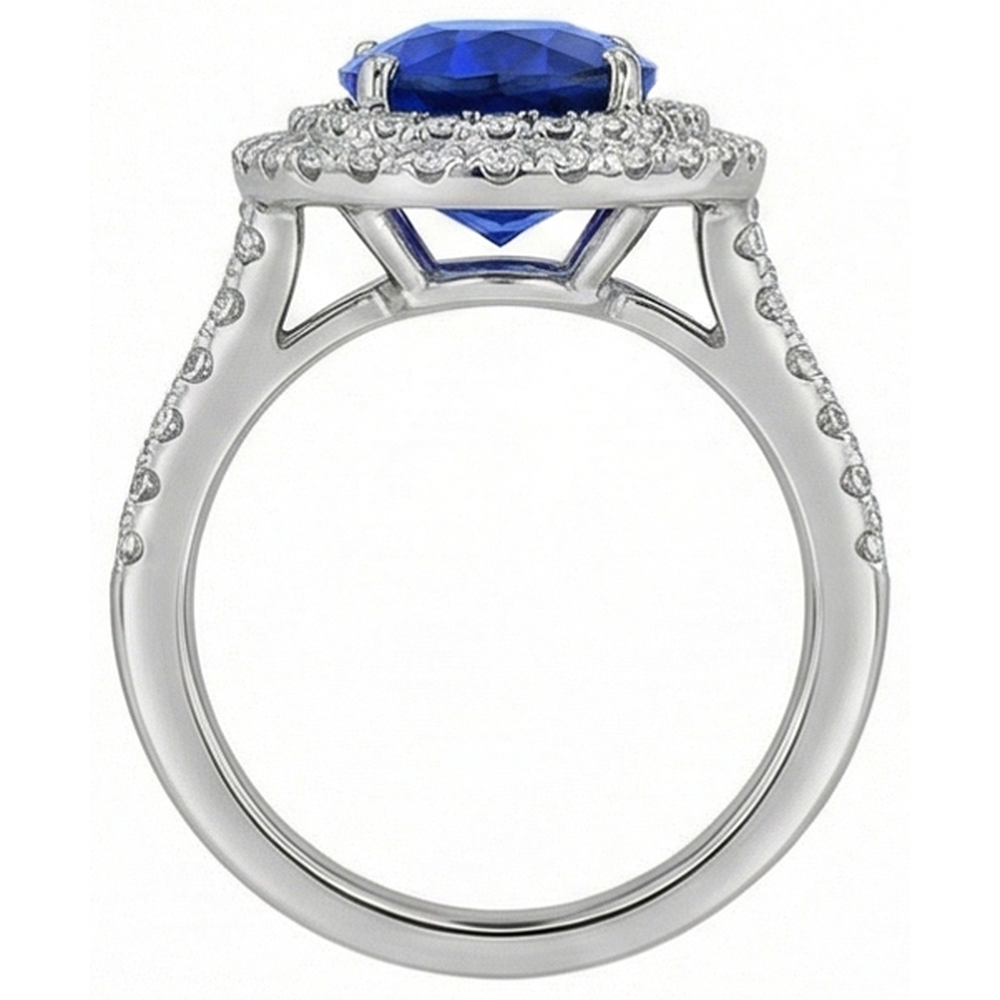 natural round sapphire 2ct ring profile view