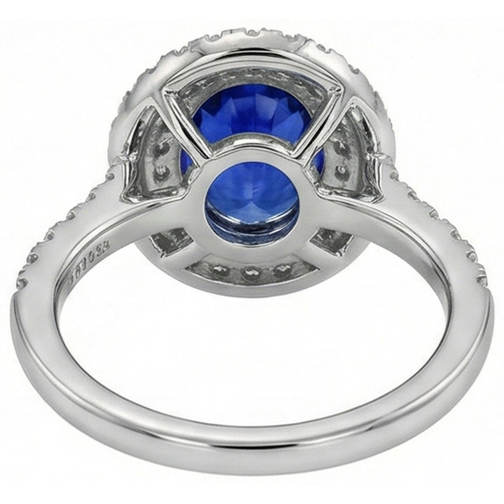 natural round sapphire 2ct ring on white background