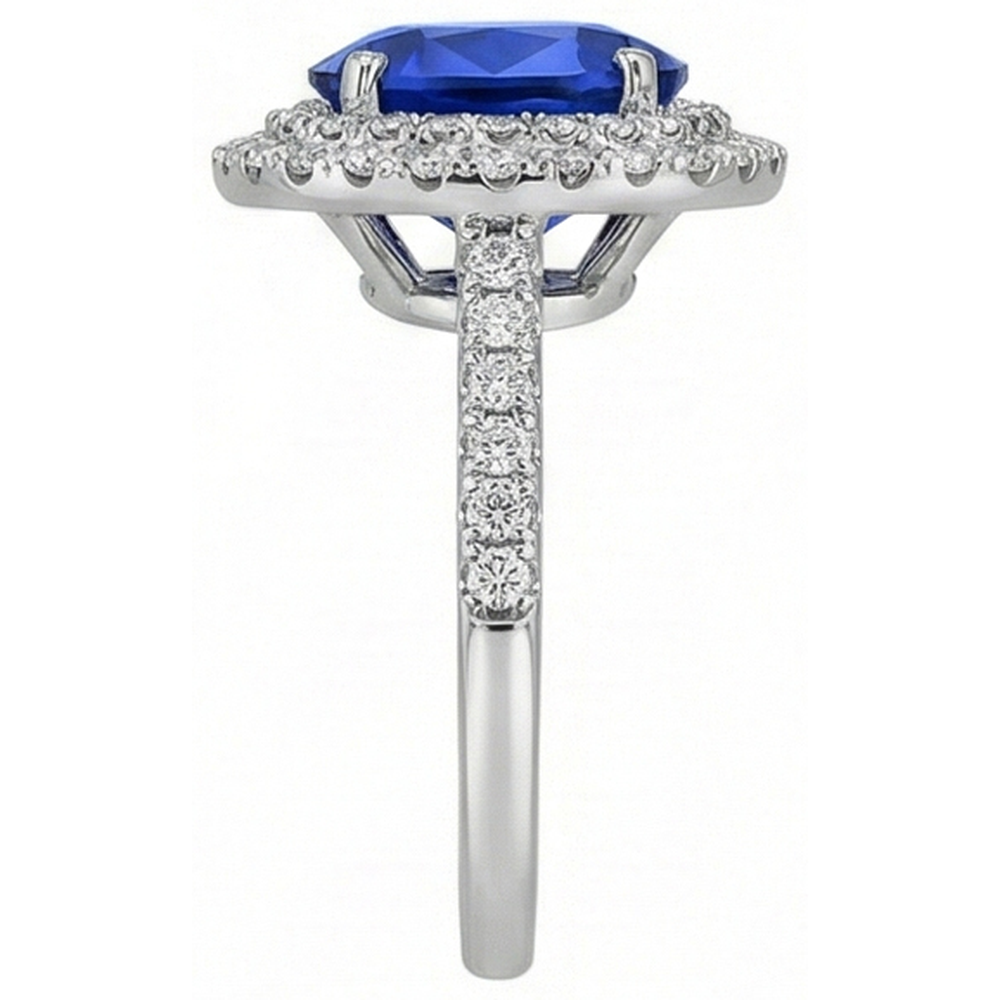 natural round sapphire 2ct ring top view