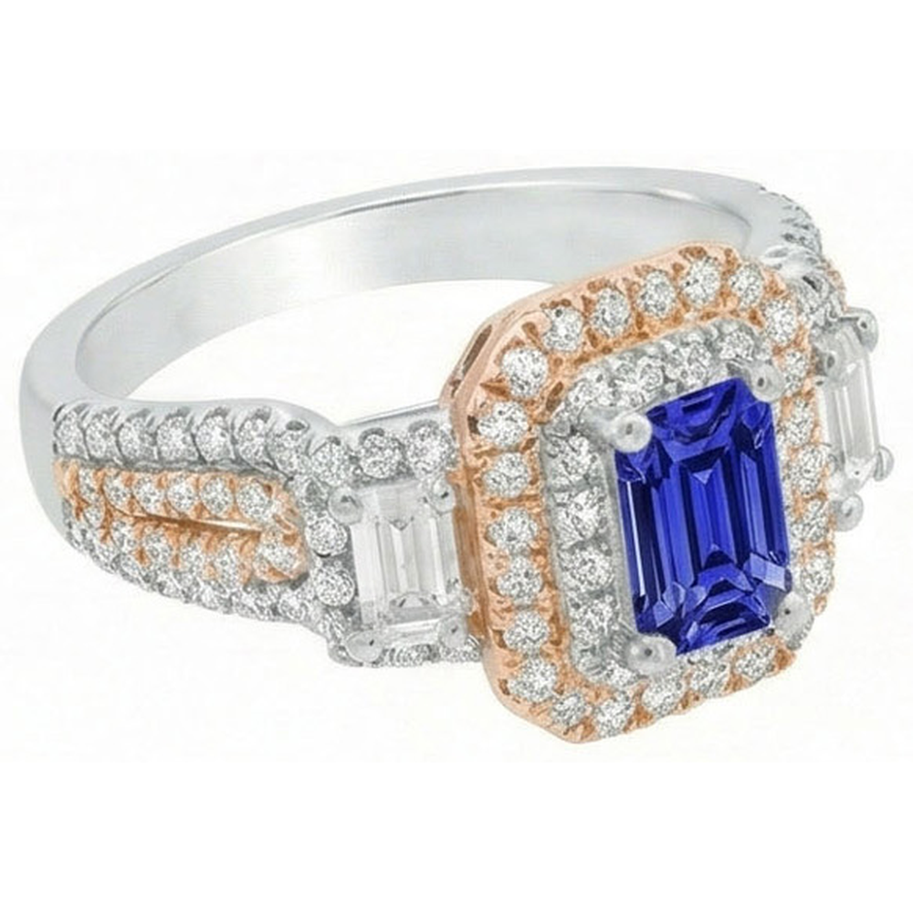 natural emerald sapphire 4ct ring profile view