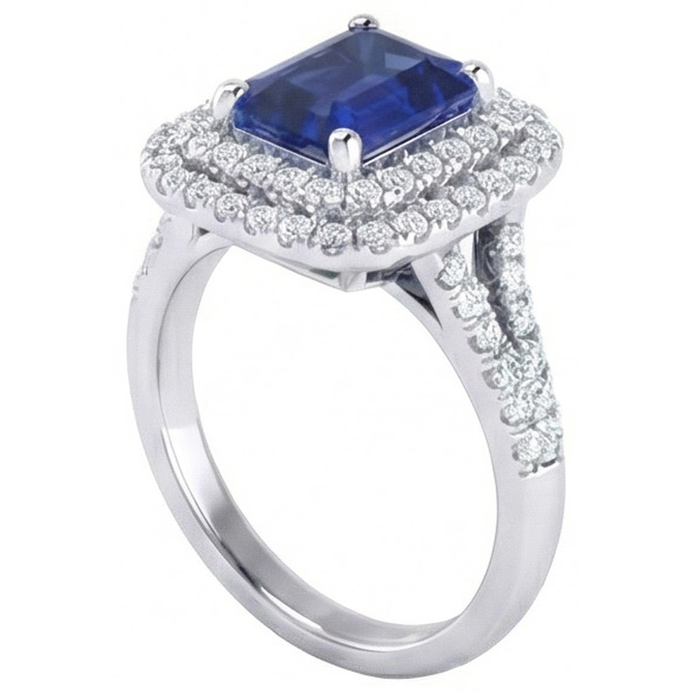 natural emerald sapphire 4ct ring profile view